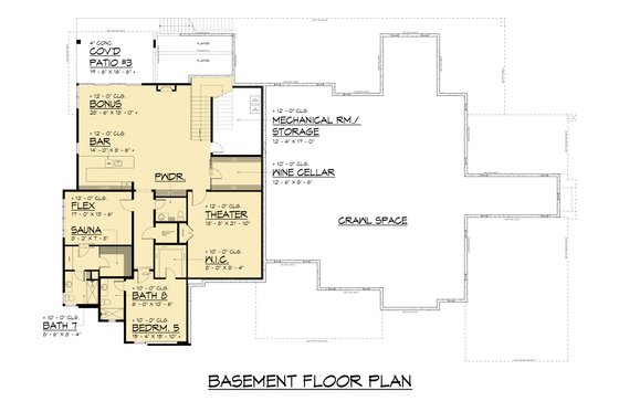 Floor Plan - Lower Floor for Contemporary House Plan #1066-313 - 7 bed, 9.5 bath