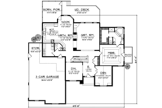 Floor Plan - Main Floor for European House Plan #70-845 - 3 bed, 2.5 bath