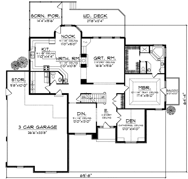 House Plan Design - European Floor Plan - Main Floor Plan #70-845