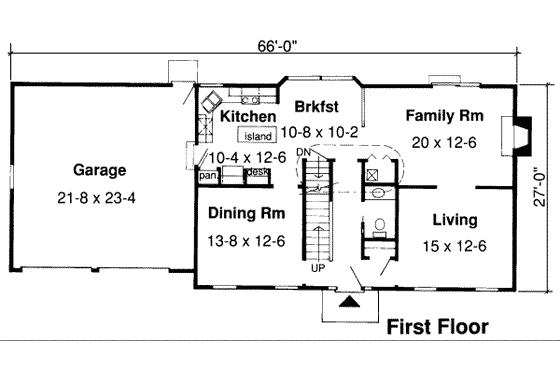 Floor Plan - Main Floor for Colonial House Plan #312-449 - 4 bed, 2.5 bath