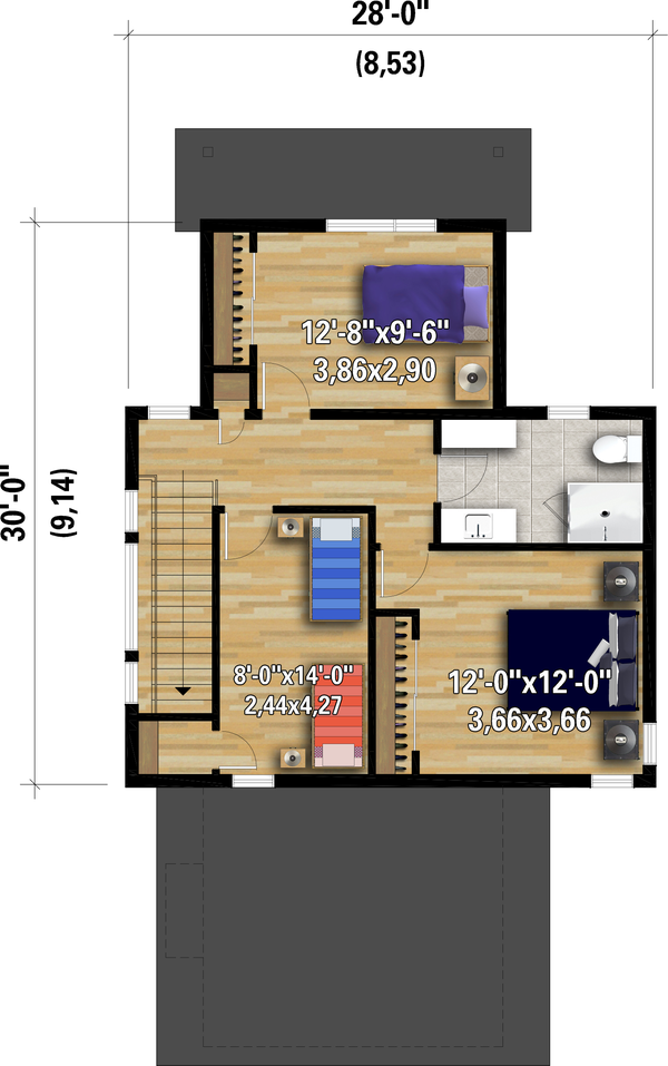 Architectural House Design - Contemporary Floor Plan - Upper Floor Plan #25-4931