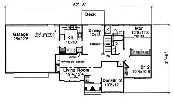 Ranch Floor Plan - Main Floor Plan #50-196
