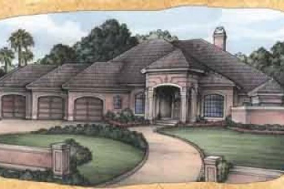 Exterior - Front Elevation for European House Plan #115-125 - 4 bed, 4.5 bath