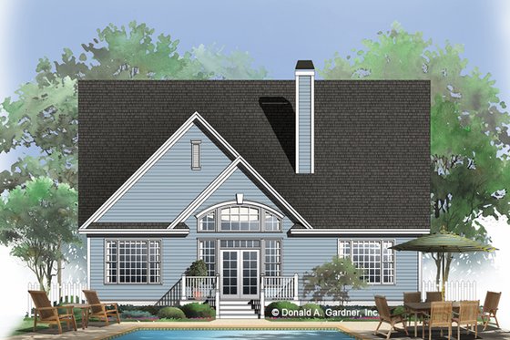 Exterior - Rear Elevation for Country House Plan #929-757 - 4 bed, 4 bath