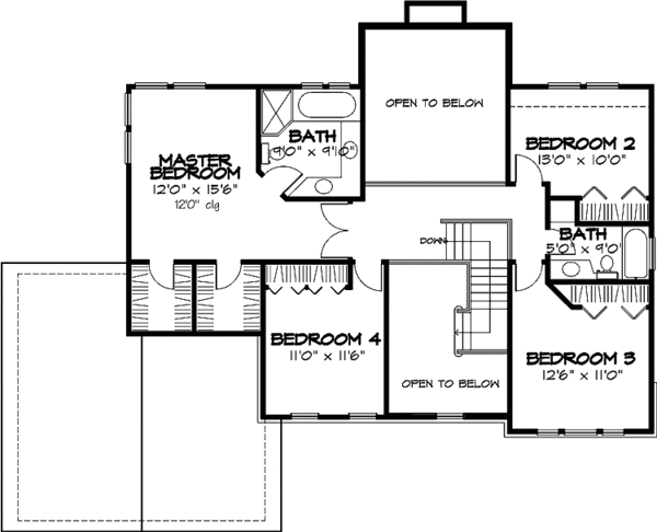 Home Plan - Colonial Floor Plan - Upper Floor Plan #320-1088