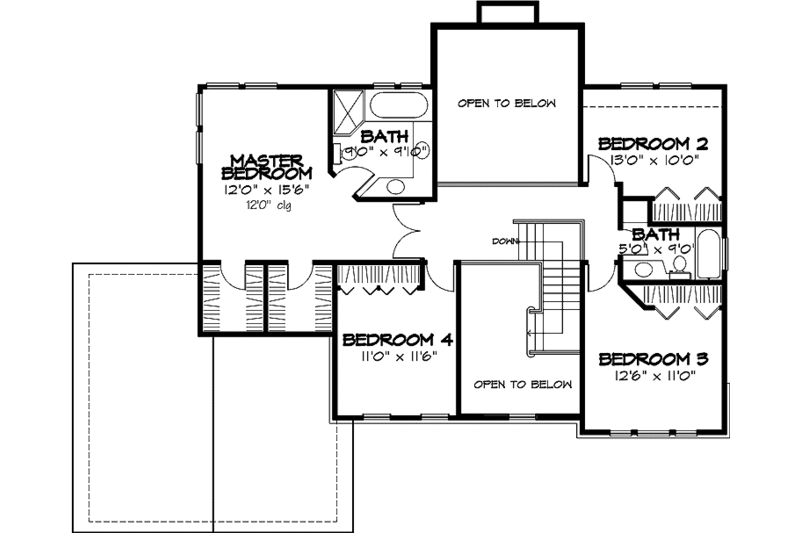 Dream House Plan - Floor Plan - Upper Floor for Colonial House Plan #320-1088 - 4 bed, 2.5 bath