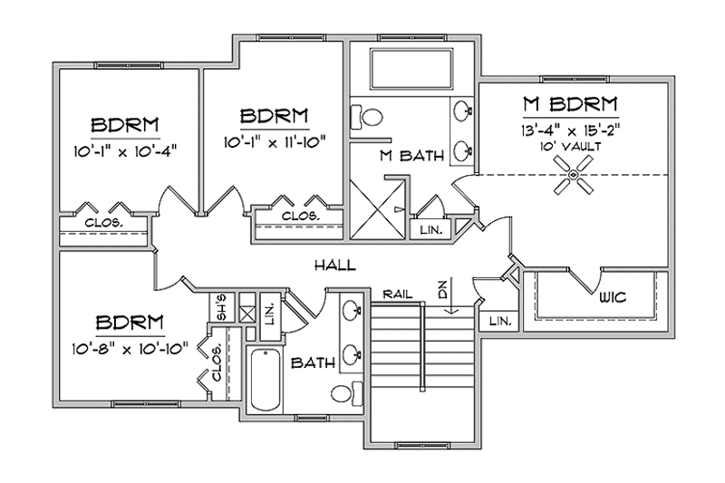 Architectural House Design - Floor Plan - Upper Floor for Prairie House Plan #981-5 - 4 bed, 2.5 bath