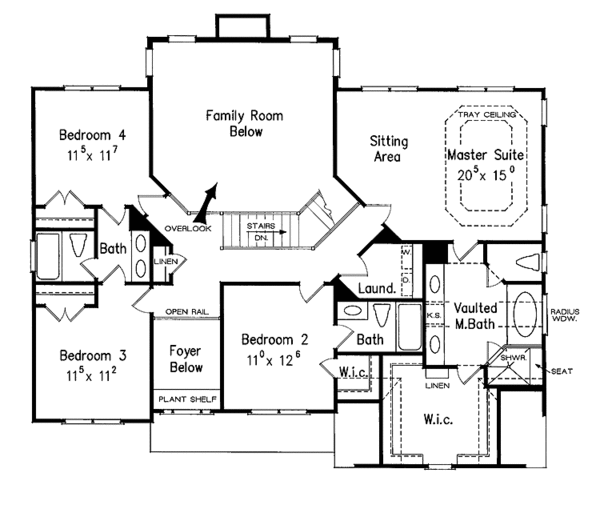 Home Plan - Colonial Floor Plan - Upper Floor Plan #927-927