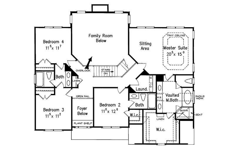 Architectural House Design - Floor Plan - Upper Floor for Colonial House Plan #927-927 - 5 bed, 4 bath