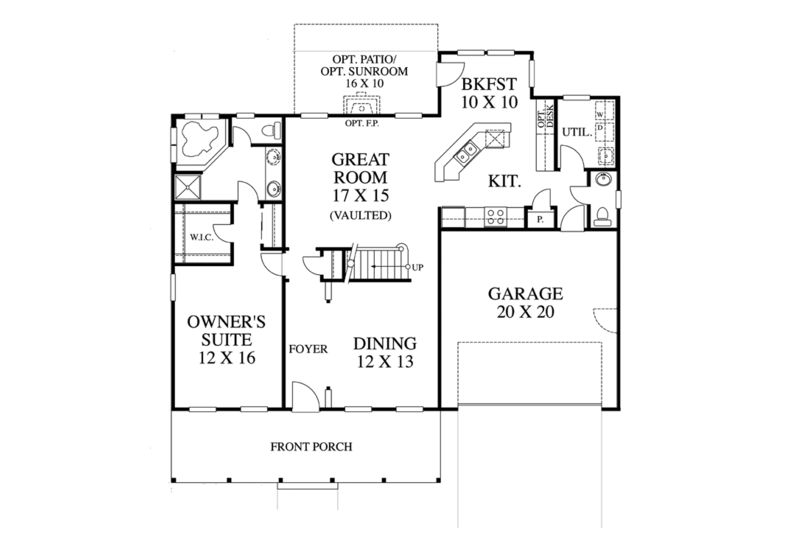Architectural House Design - Floor Plan - Main Floor for Traditional House Plan #1053-42 - 3 bed, 2.5 bath