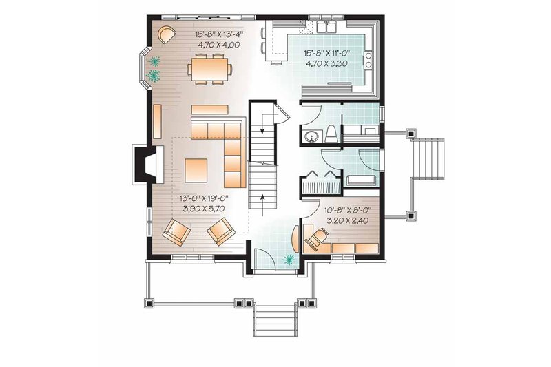 Home Plan - Floor Plan - Main Floor for European House Plan #23-2547 - 3 bed, 1.5 bath