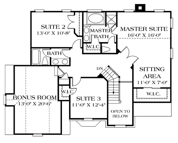 Home Plan - Colonial Floor Plan - Upper Floor Plan #453-478