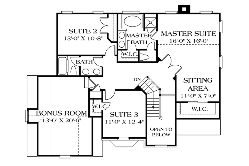Architectural House Design - Floor Plan - Upper Floor for Colonial House Plan #453-478 - 3 bed, 2.5 bath