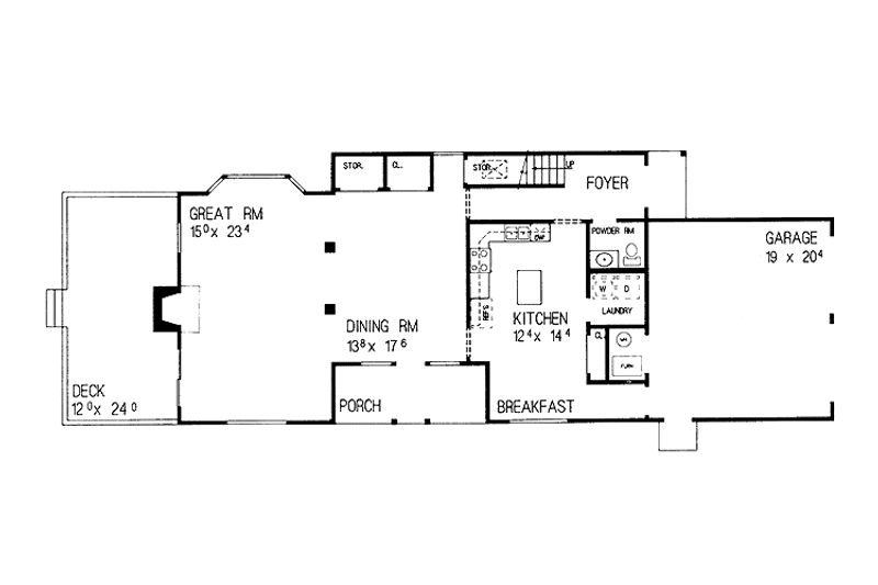 Home Plan - Floor Plan - Main Floor for Country House Plan #72-1043 - 4 bed, 2.5 bath