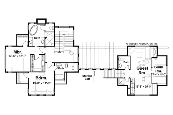 Floor Plan - Upper Floor for Traditional House Plan #928-95 - 3 bed, 3.5 bath