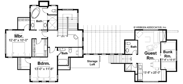Traditional Floor Plan - Upper Floor Plan #928-95