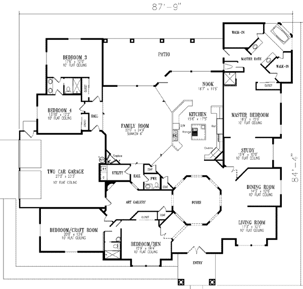 Architectural House Design - Adobe / Southwestern Floor Plan - Main Floor Plan #1-918