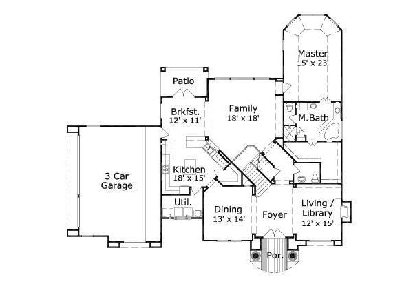 Mediterranean Floor Plan - Main Floor Plan #411-237