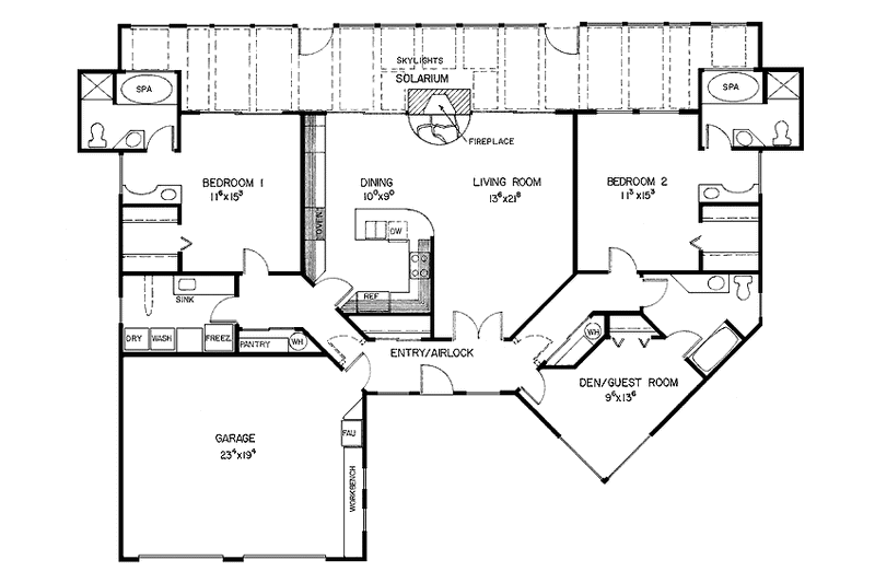 Home Plan - Floor Plan - Main Floor for Contemporary House Plan #60-955 - 3 bed, 3 bath