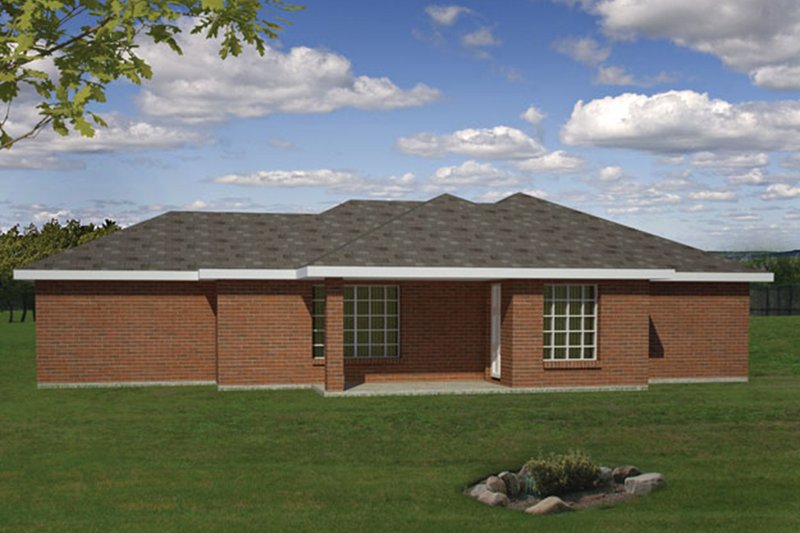 Dream House Plan - Exterior - Rear Elevation 1 for Ranch House Plan #1061-32 - 3 bed, 2 bath
