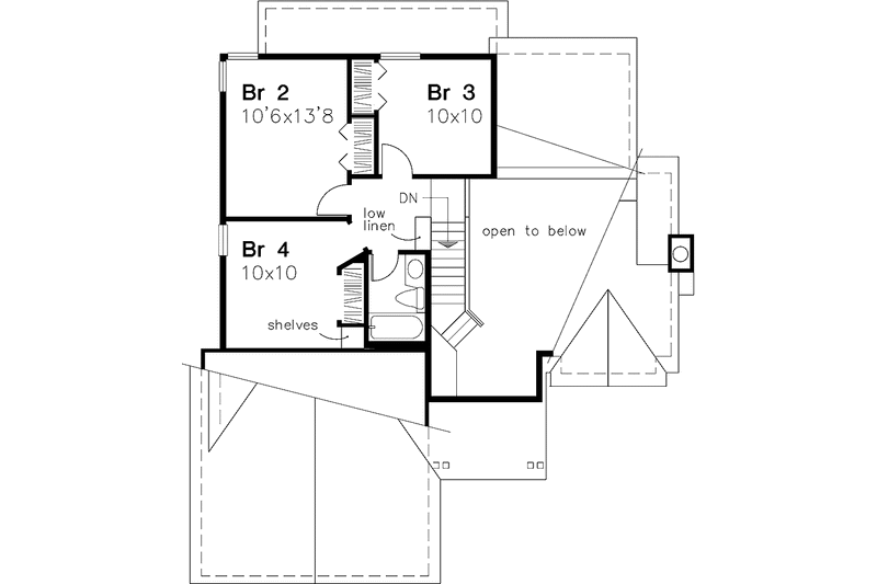 Dream House Plan - Floor Plan - Upper Floor for Country House Plan #320-1064 - 4 bed, 2.5 bath