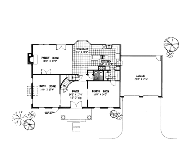 Home Plan - Colonial Floor Plan - Main Floor Plan #953-14