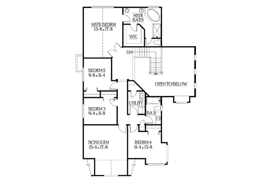 Floor Plan - Upper Floor for Craftsman House Plan #132-315 - 4 bed, 2.5 bath
