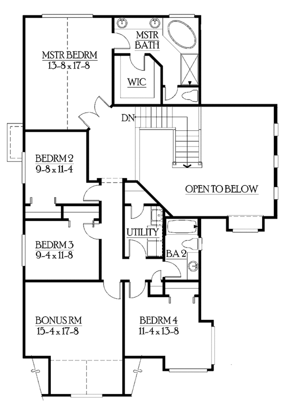 House Blueprint - Craftsman Floor Plan - Upper Floor Plan #132-315