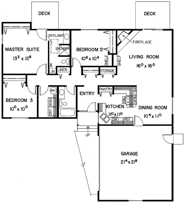 House Design - Ranch Floor Plan - Main Floor Plan #60-694