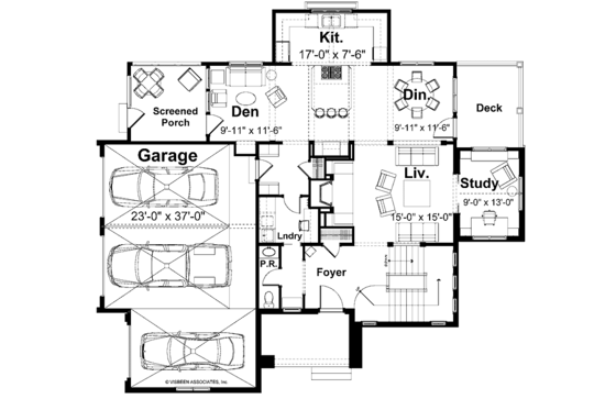 Floor Plan - Main Floor for Craftsman House Plan #928-18 - 4 bed, 2.5 bath
