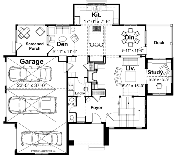 House Plan Design - Craftsman Floor Plan - Main Floor Plan #928-18