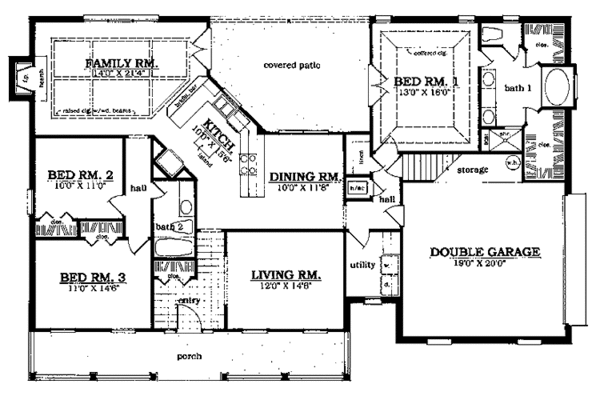 House Plan Design - Country Floor Plan - Main Floor Plan #42-421