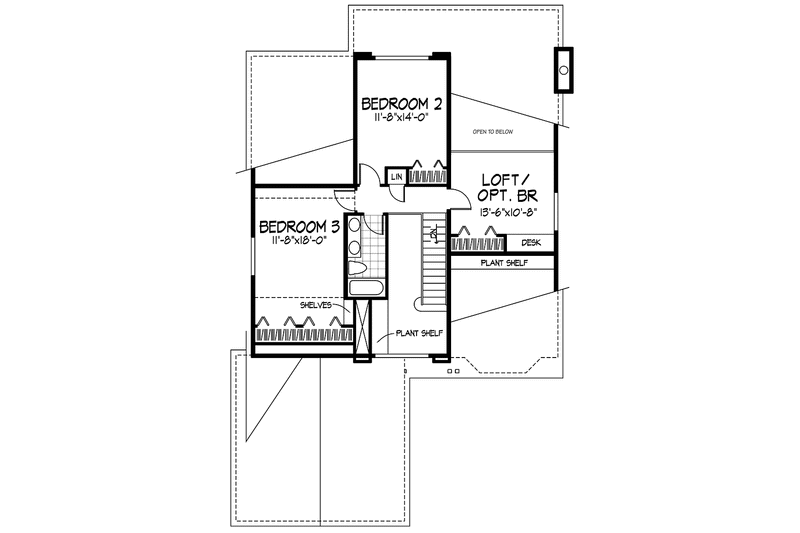 Home Plan - Floor Plan - Upper Floor for Prairie House Plan #320-1056 - 3 bed, 2.5 bath