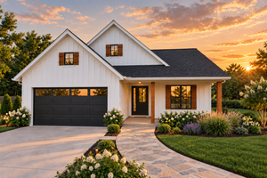 House Blueprint - Exterior - Front Elevation for Farmhouse House Plan #48-1236 - 4 bed, 2 bath