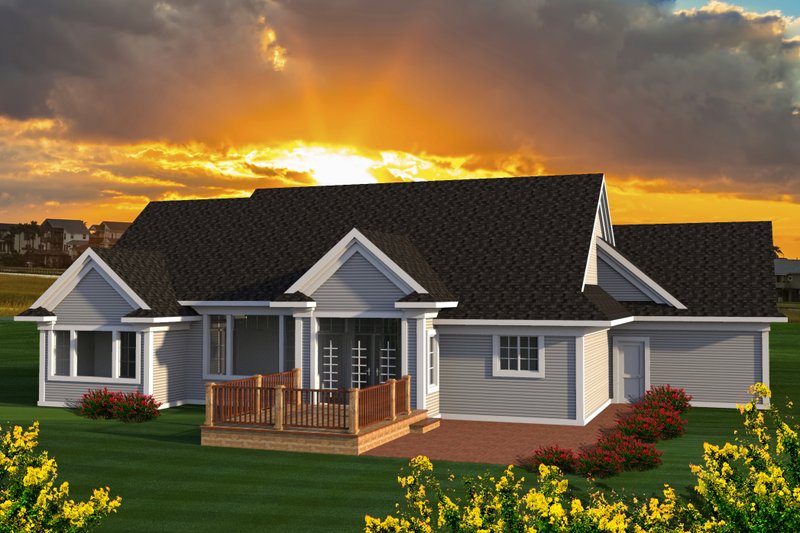 Home Plan - Exterior - Rear Elevation for Ranch House Plan #70-1193 - 2 bed, 2 bath