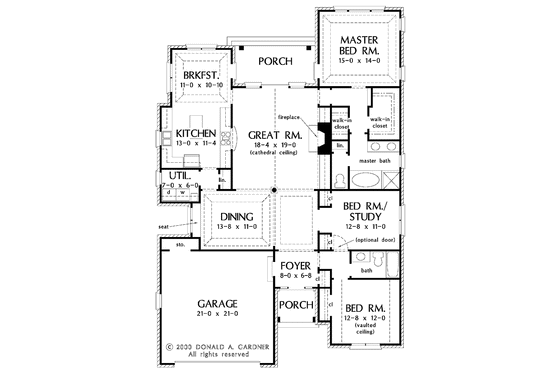 Floor Plan - Main Floor for Ranch House Plan #929-572 - 3 bed, 2 bath