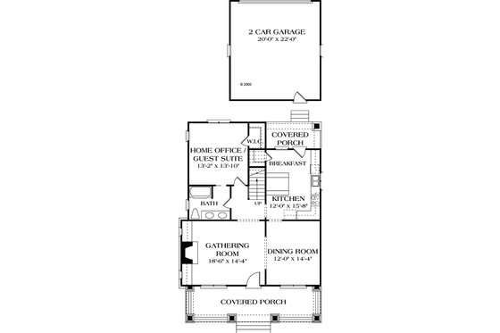 Floor Plan - Main Floor for Craftsman House Plan #453-3 - 3 bed, 3 bath
