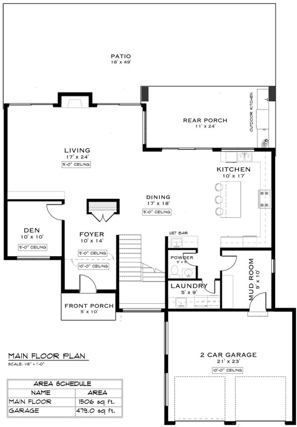 European Floor Plan - Main Floor Plan #1101-13