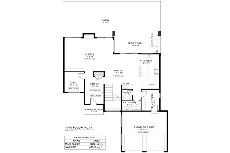 Home Plan - Floor Plan - Main Floor for European House Plan #1101-13 - 3 bed, 3.5 bath
