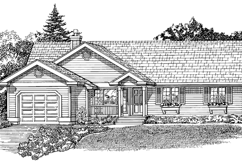 House Blueprint - Country Exterior - Front Elevation Plan #47-1006