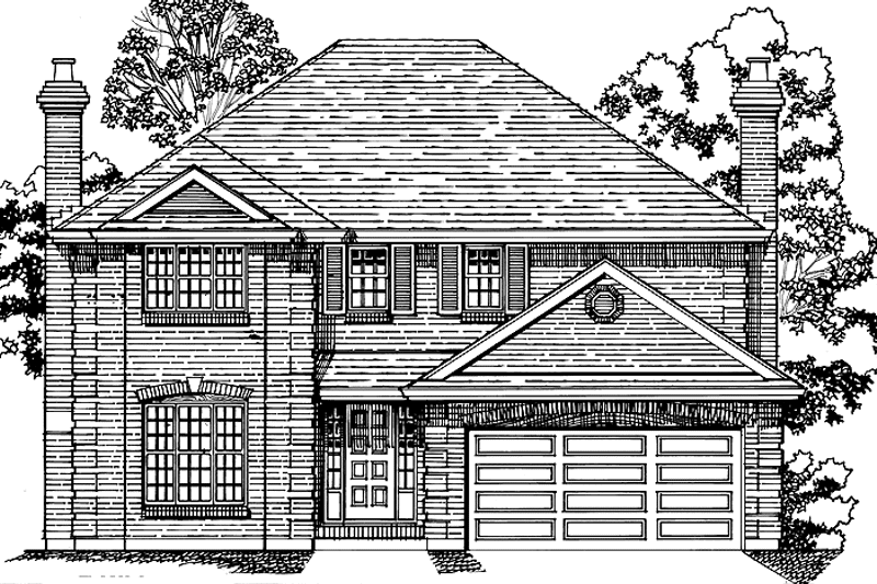 House Blueprint - Exterior - Front Elevation 3 for Colonial House Plan #47-972 - 4 bed, 2.5 bath