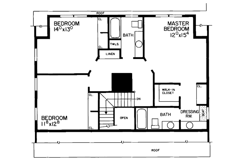 Home Plan - Floor Plan - Upper Floor for Colonial House Plan #72-695 - 3 bed, 2.5 bath