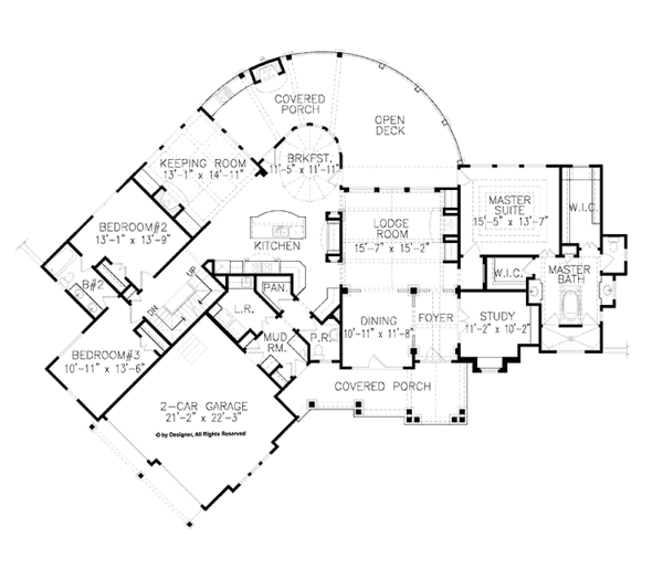 House Plan Design - Craftsman Floor Plan - Main Floor Plan #54-363