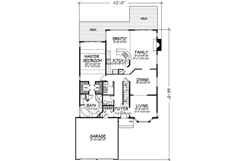 Home Plan - Floor Plan - Main Floor for Prairie House Plan #320-1056 - 3 bed, 2.5 bath