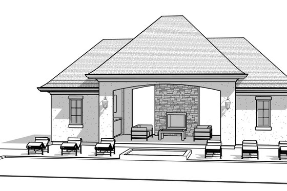 Exterior - Front Elevation 3 for European House Plan #1114-104, 0.5 bath
