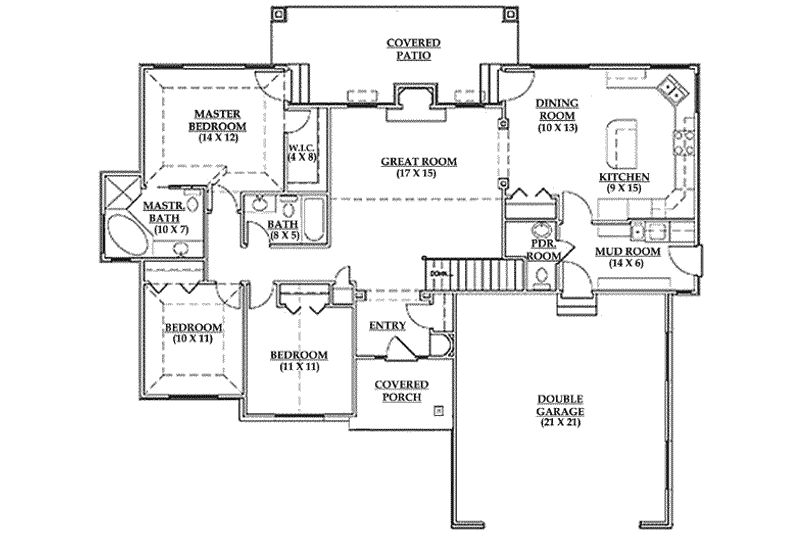 Dream House Plan - Floor Plan - Main Floor for Traditional House Plan #5-117 - 3 bed, 2.5 bath