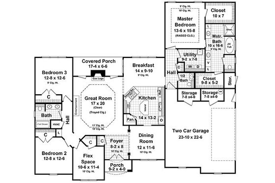 Floor Plan - Main Floor for European House Plan #21-223 - 3 bed, 2.5 bath