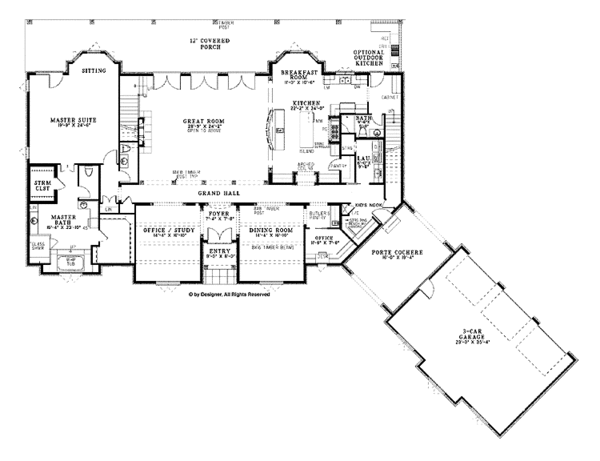 Architectural House Design - European Floor Plan - Main Floor Plan #17-3339