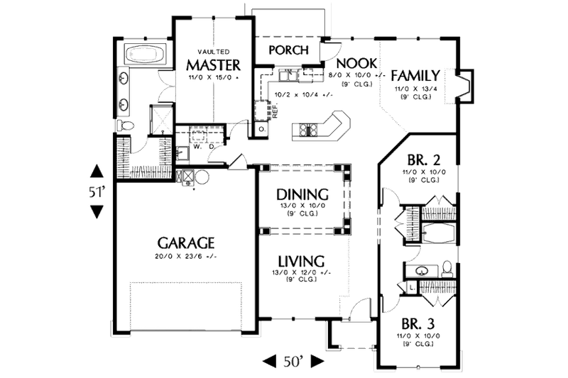 Home Plan - Floor Plan - Main Floor for Traditional House Plan #48-124 - 3 bed, 2 bath
