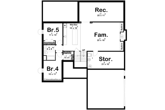 Floor Plan - Lower Floor for Farmhouse House Plan #455-216 - 3 bed, 2 bath